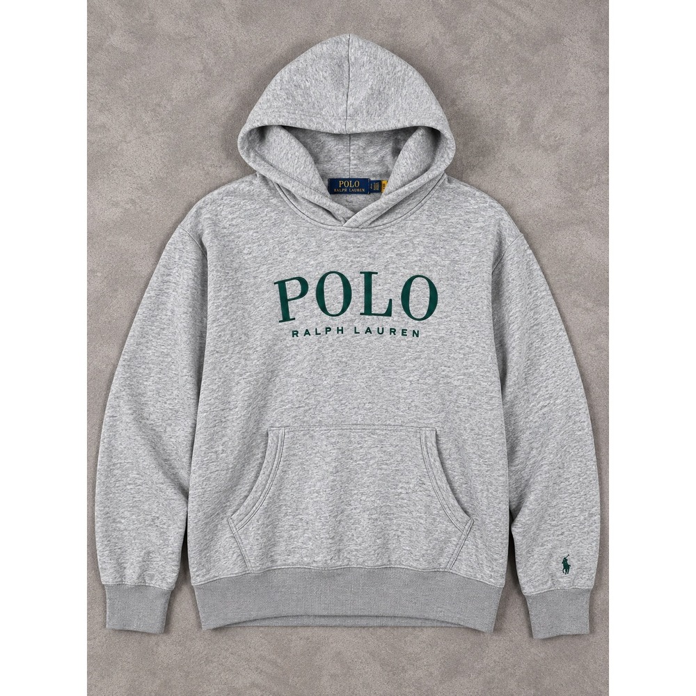 Polo Ralph Lauren Fleece Hoodie Mens Large Gray Collegiate Heritage Pullover